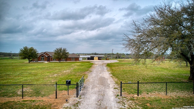 exterior space with a rural view