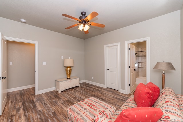 unfurnished room featuring ceiling fan and wood-type flooring