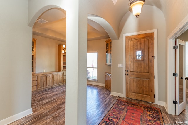 foyer with hardwood / wood-style flooring