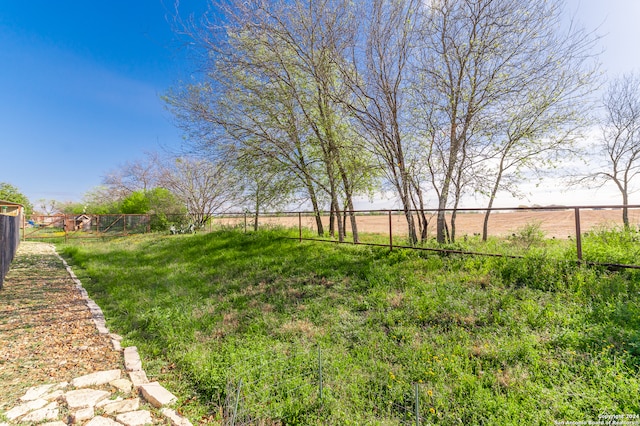 view of yard with a rural view