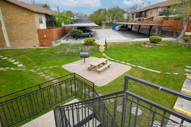 view of yard with a carport