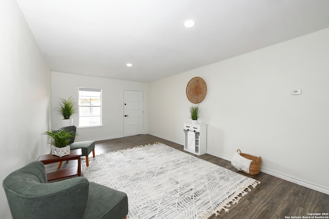 living area featuring dark hardwood / wood-style floors