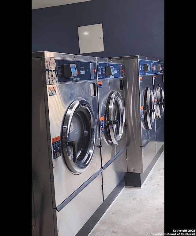 shared laundry area featuring washer and dryer