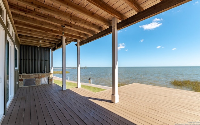 dock area featuring a water view