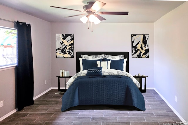 bedroom featuring ceiling fan