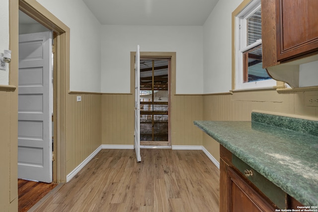 kitchen with light hardwood / wood-style floors