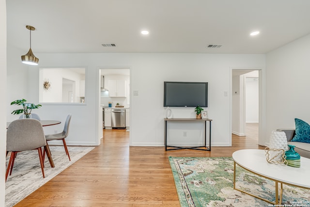 living room featuring light hardwood / wood-style flooring