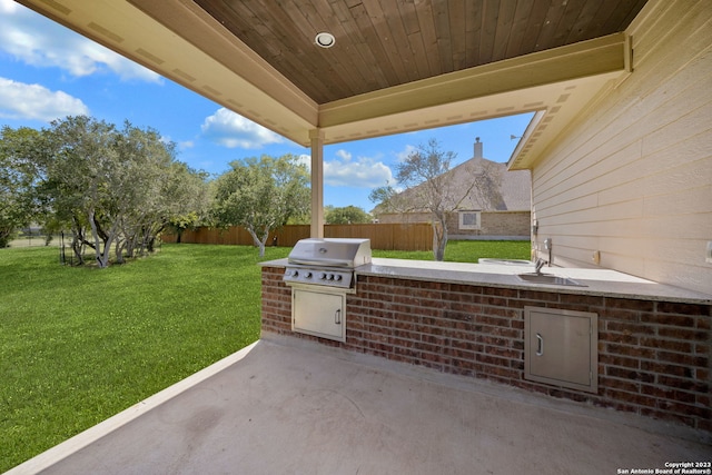 view of terrace featuring area for grilling