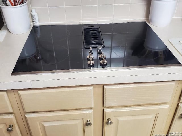 room details with tasteful backsplash and light brown cabinetry