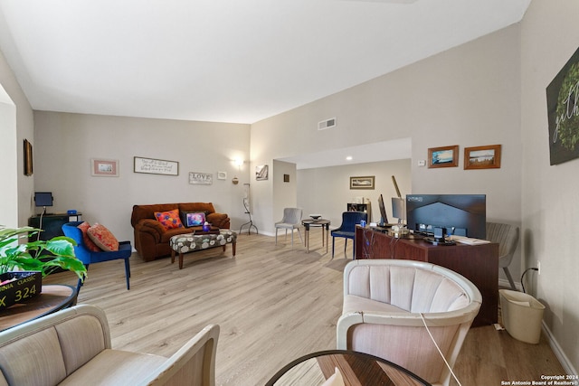 living room with light wood-type flooring