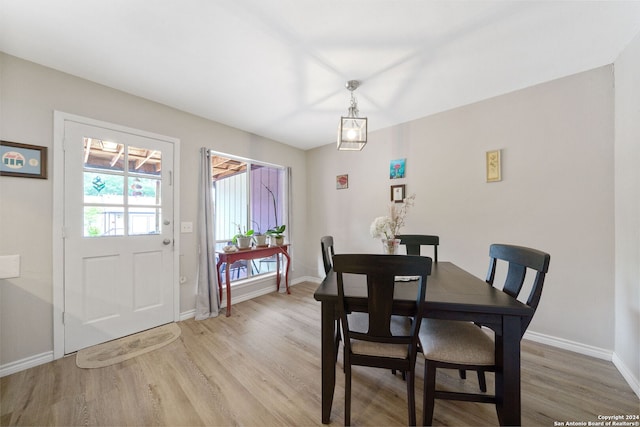 dining space featuring light hardwood / wood-style floors