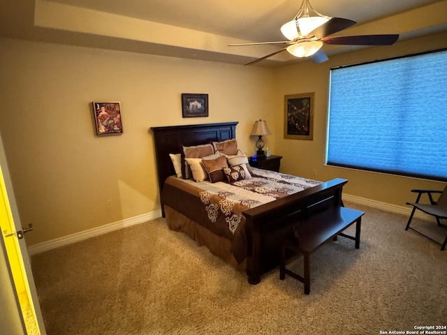 bedroom featuring carpet floors and ceiling fan