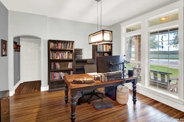 office area featuring dark hardwood / wood-style flooring