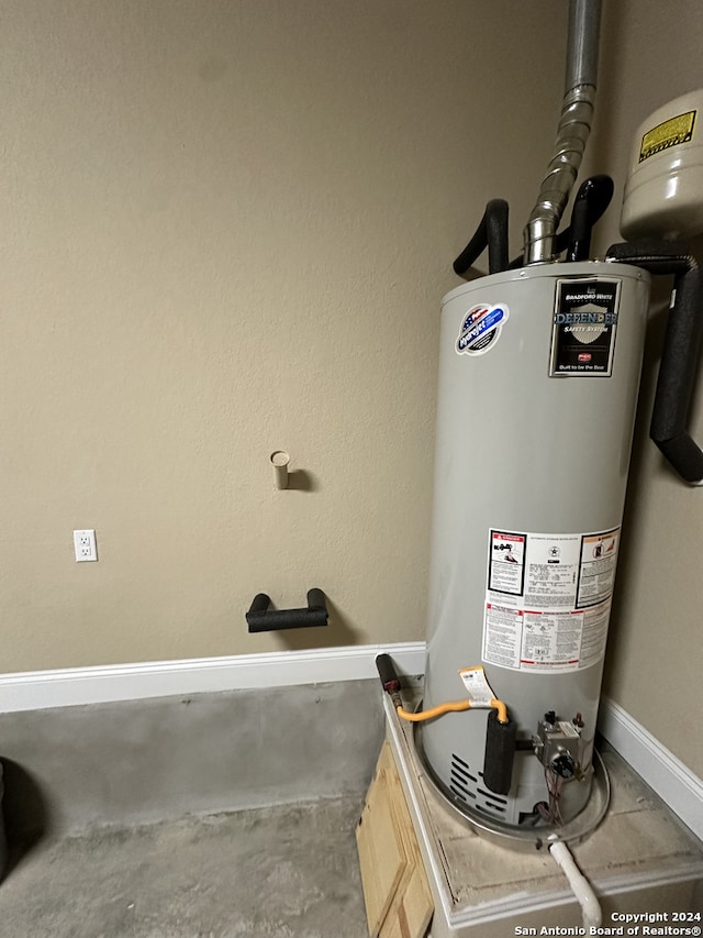 utility room with gas water heater