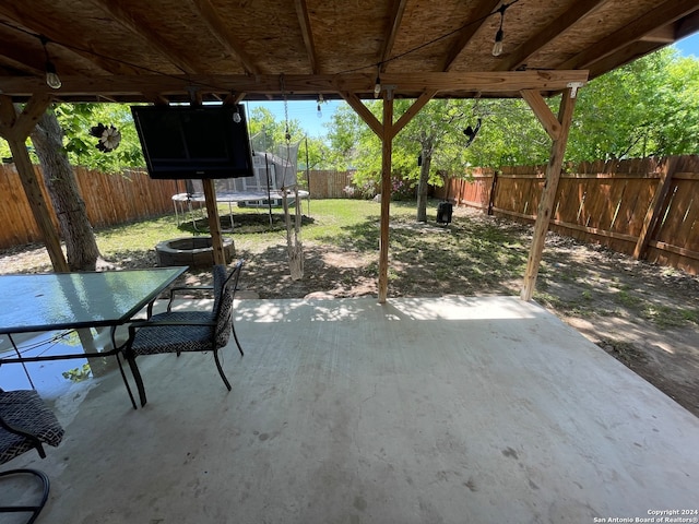 view of terrace with a trampoline