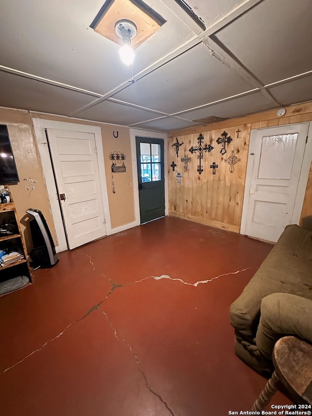 entrance foyer with finished concrete floors