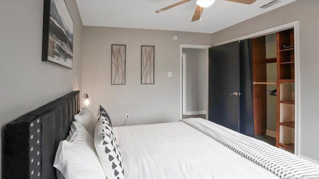 bedroom featuring ceiling fan