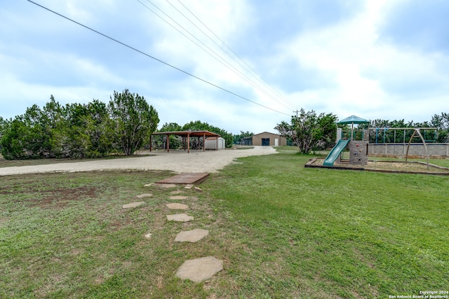 view of yard featuring a playground