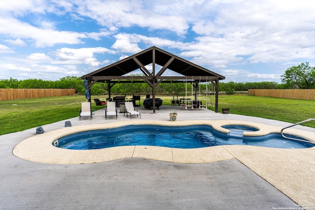 view of swimming pool featuring a gazebo, a patio area, and a yard