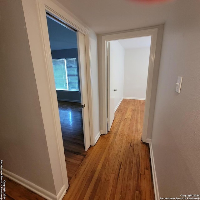 hall featuring light hardwood / wood-style flooring