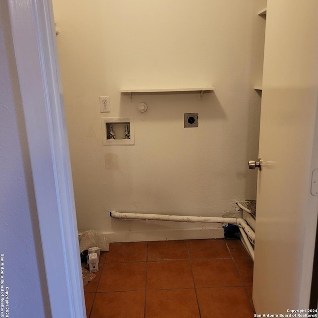 laundry area with hookup for a washing machine, electric dryer hookup, and tile flooring