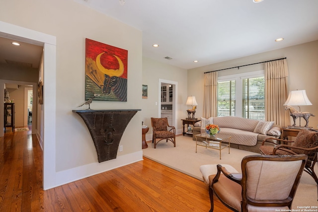 living room featuring hardwood / wood-style flooring