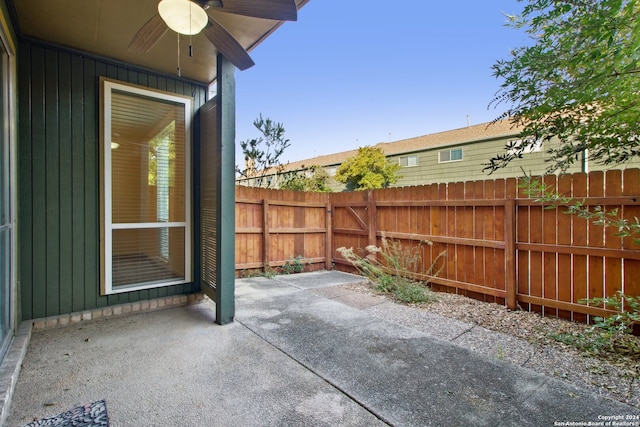 view of patio / terrace with ceiling fan