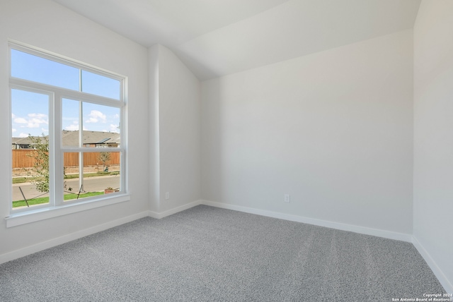 additional living space featuring lofted ceiling and carpet flooring