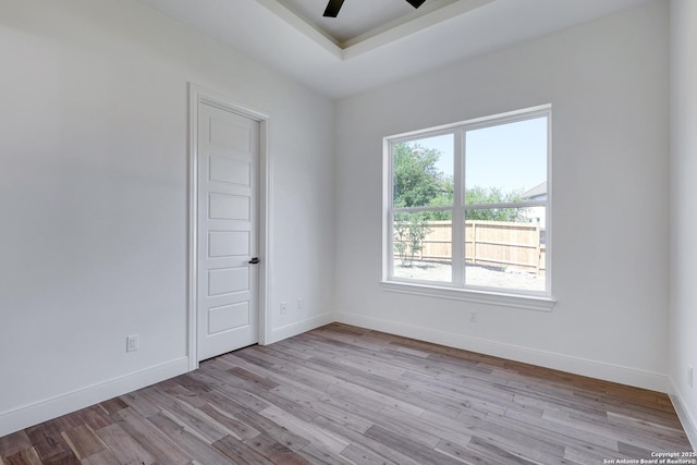 8214 Sierra Hermosa, San Antonio, TX 78255 - empty room with a ceiling fan, wood finished floors, and baseboards