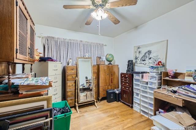 interior space featuring ceiling fan and light hardwood / wood-style floors