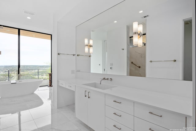 bathroom with vanity and a bathing tub