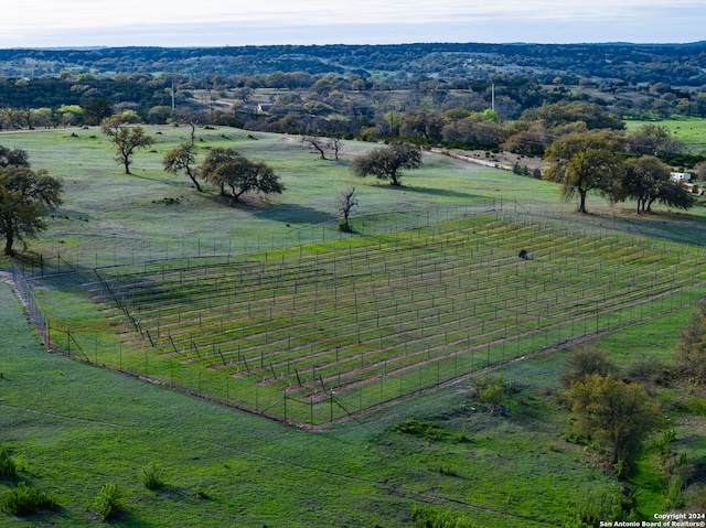 birds eye view of property with a rural view