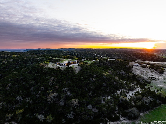 view of aerial view at dusk