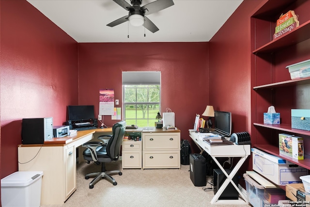 office space with ceiling fan