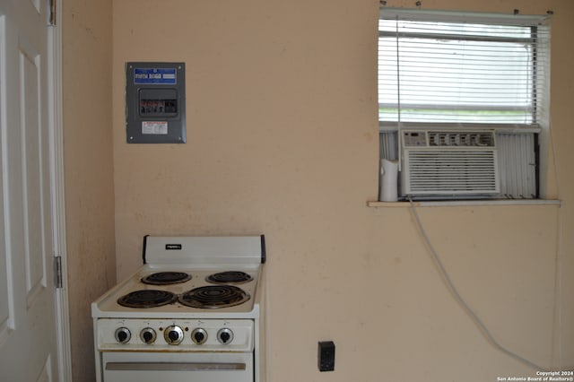 kitchen featuring white range oven