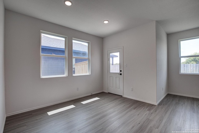 entryway with a healthy amount of sunlight and hardwood / wood-style floors