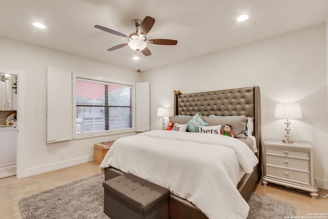 bedroom featuring ceiling fan