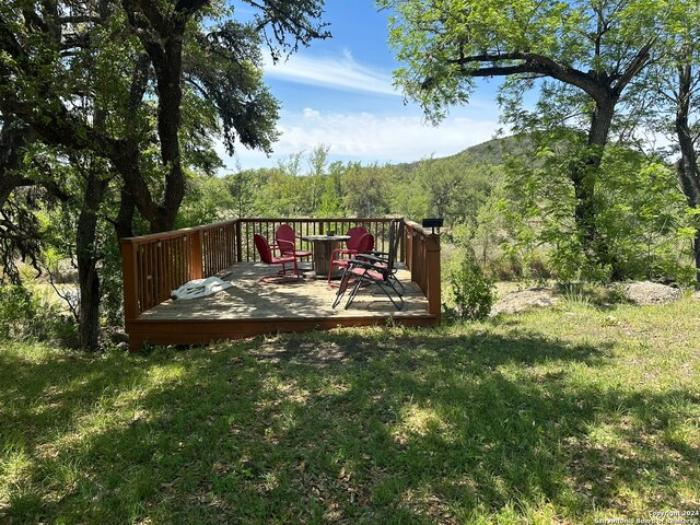 view of yard with a wooden deck