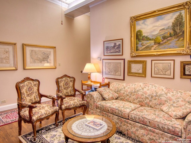 living room with hardwood / wood-style flooring