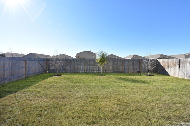 view of yard featuring a fenced backyard