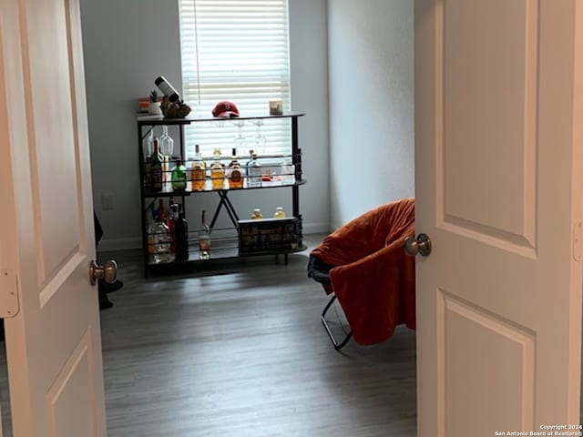 living area featuring dark hardwood / wood-style floors