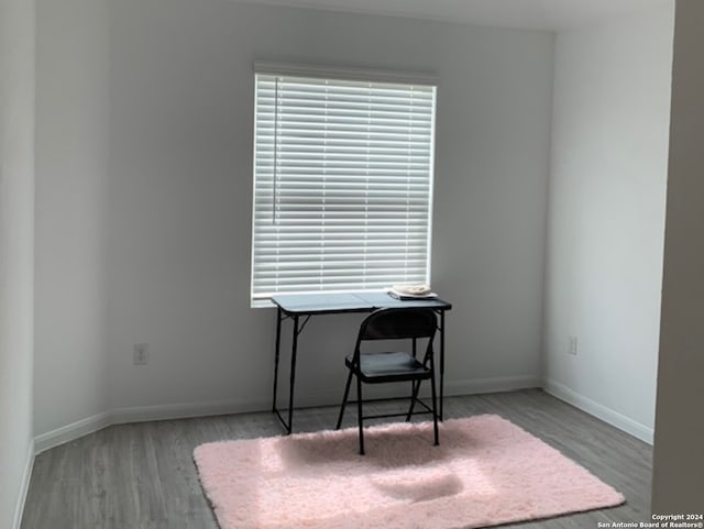 office with light wood-type flooring