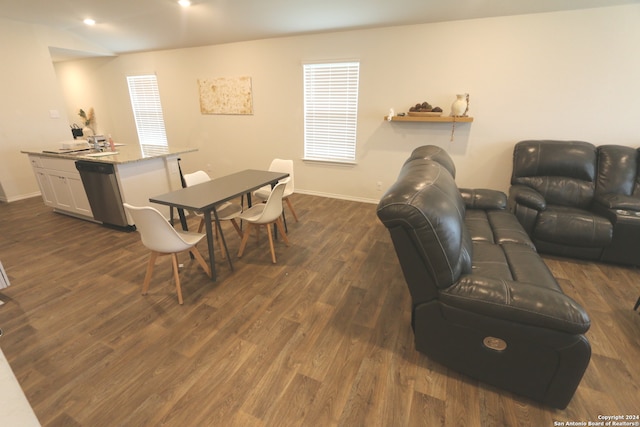 dining area featuring dark hardwood / wood-style floors