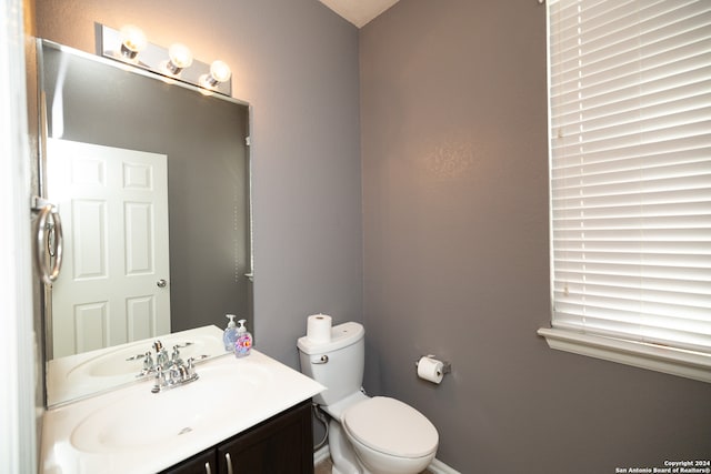 bathroom with toilet and oversized vanity