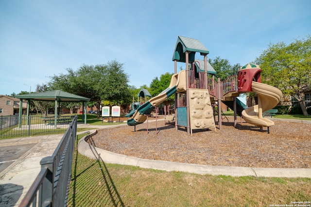 view of jungle gym with a gazebo