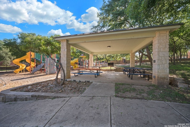 exterior space with a playground