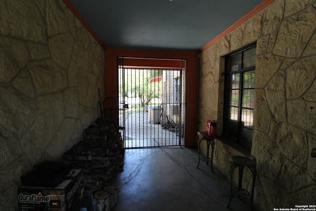 interior space featuring ornamental molding