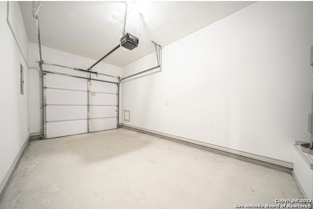 garage with a garage door opener