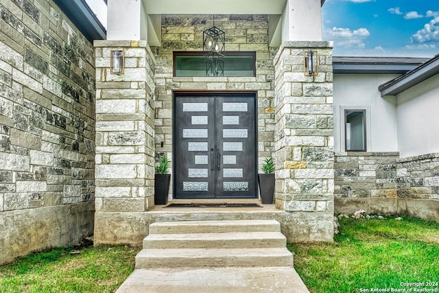 doorway to property with french doors