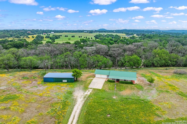 aerial view featuring a rural view